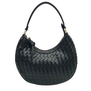 On 34th Black Woven Crossbody Convertible Satchel Bag